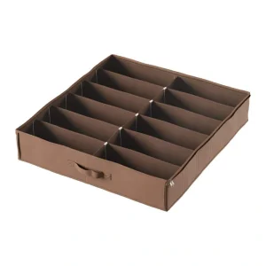 Everyday Home 27 in. x 24 in. 12-Pair Brown Fabric Underbed Shoe Storage