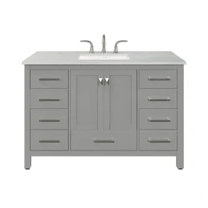 Eviva Aberdeen 48 in. W x 22 in. D Gray Single Sink Bathroom Vanity with White Carrara Quartz Top and Undermount Sink