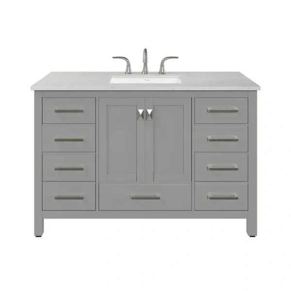 Eviva Aberdeen 48 in. W x 22 in. D Gray Single Sink Bathroom Vanity with White Carrara Quartz Top and Undermount Sink