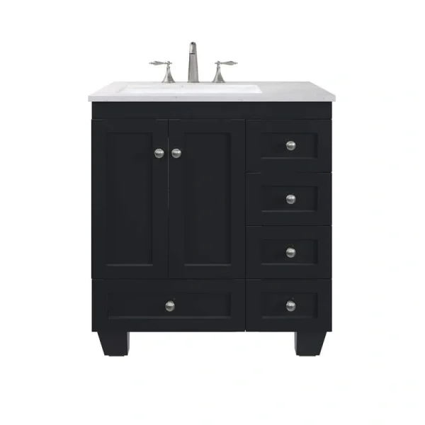 Eviva Acclaim 30 in. W x 22 in. D x 34 in. H Single Sink Freestanding Bath Vanity in Espresso with White Carrara Quartz Top