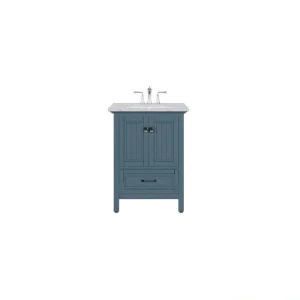 Eviva Britney 24 in. W x 22 in. D x 34 in. H Freestanding Bath Vanity in Ash Blue with White Carrara Marble Top