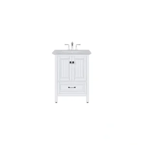 Eviva Britney 24 in. W x 22 in. D x 34 in. H Freestanding Bath Vanity in White with White Carrara Marble Top