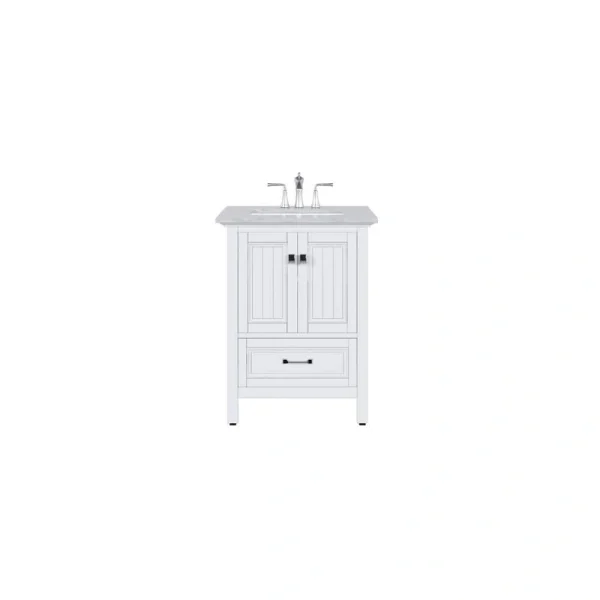 Eviva Britney 24 in. W x 22 in. D x 34 in. H Freestanding Bath Vanity in White with White Carrara Marble Top