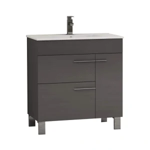 Eviva Cup 31.50 in. W x 18 in. D x 34 in. H Bath Vanity in Gray with White Ceramic Top with White Sink