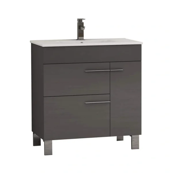 Eviva Cup 31.50 in. W x 18 in. D x 34 in. H Bath Vanity in Gray with White Ceramic Top with White Sink