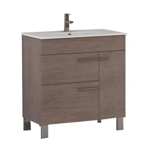 Eviva Cup 31.50 in. W x 18 in. D x 34 in. H Bath Vanity in Medium Oak with White Ceramic Top with White Sink