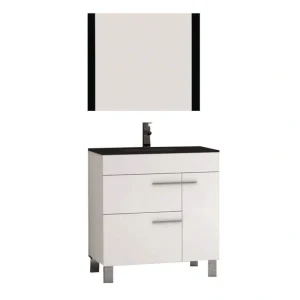 Eviva Cup 31.50 in. W x 18 in. D x 34 in. H Bath Vanity in White with White Ceramic Top with White Sink