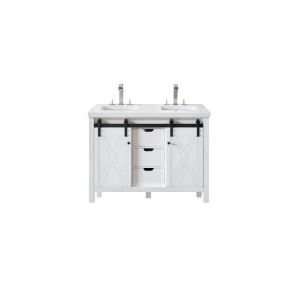 Eviva Dallas 48 in. W x 22 in. D x 34 in. H Bath Vanity in White with White Quartz Top