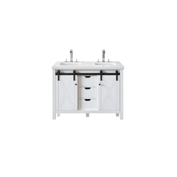 Eviva Dallas 48 in. W x 22 in. D x 34 in. H Bath Vanity in White with White Quartz Top