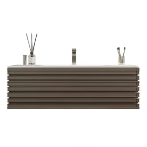 Eviva Dream 42 in. W x 18.2 in. D x 19 in. H Bath Vanity in Cement Gray With White Solid Surface Top with White Sink