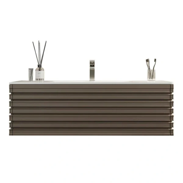 Eviva Dream 42 in. W x 18.2 in. D x 19 in. H Bath Vanity in Cement Gray With White Solid Surface Top with White Sink