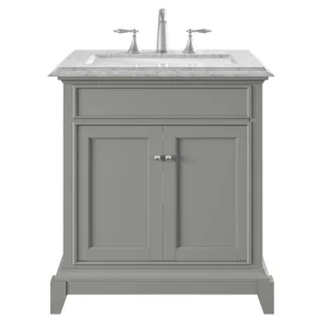 Eviva Elite Princeton 30 in. W x 23.5 in. D x 33.75 in. H Freestanding Bath Vanity in Gray with White Carrara Marble Top