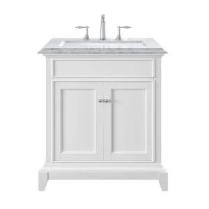 Eviva Elite Princeton 30 in. W x 23.5 in. D x 33.75 in. H Freestanding Bath Vanity in White with White Carrara Marble Top