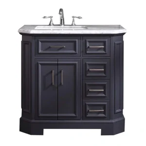 Eviva Glory 42 in. W x 22 in. D x 33 in. H Bathroom Vanity in Dark Gray with White Cararra Marble Top with White Sink