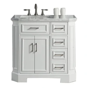 Eviva Glory 42 in. W x 22 in. D x 33 in. H Bathroom Vanity in White with White Cararra Marble Top with White Sink