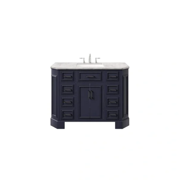 Eviva Glory 48 in. W x 22 in. D x 34 in. H Single Bath Vanity in Dark Gray with White Carrara Marble Top with White Sink