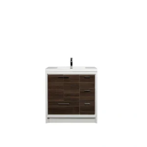 Eviva Grace 42 in. W x 20 in. D x 36 in. H Bathroom Vanity in Gray Oak with White Acrylic Vanity Top with White Sink