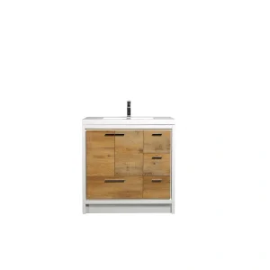 Eviva Grace 42 in. W x 20 in. D x 36 in. H Bathroom Vanity in Natural Oak with White Acrylic Top with White Sink