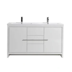 Eviva Grace 60 in. W x 20 in. D x 36 in. H Double Bathroom Vanity in White with White Acrylic Top with White Sinks