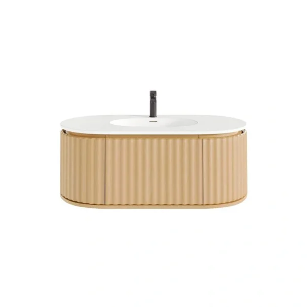 Eviva Haven 39 in. W. x 22 in. D x 17.7 in. H Oak Wall mount Bathroom Vanity with White Solid Surface Integrated Sink Top