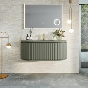 Eviva Haven 39″W x 22″D Green Wall Mount Bathroom Vanity with Green Solid Surface Countertop and Integrated Sink