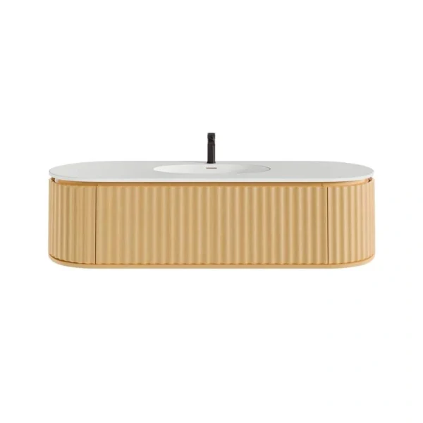 Eviva Haven 64 in. W x 22 in. D x 17.7 in. H Single Oak Wall Mount Bath Vanity in White w/ Solid Surface Integrated Sink Top