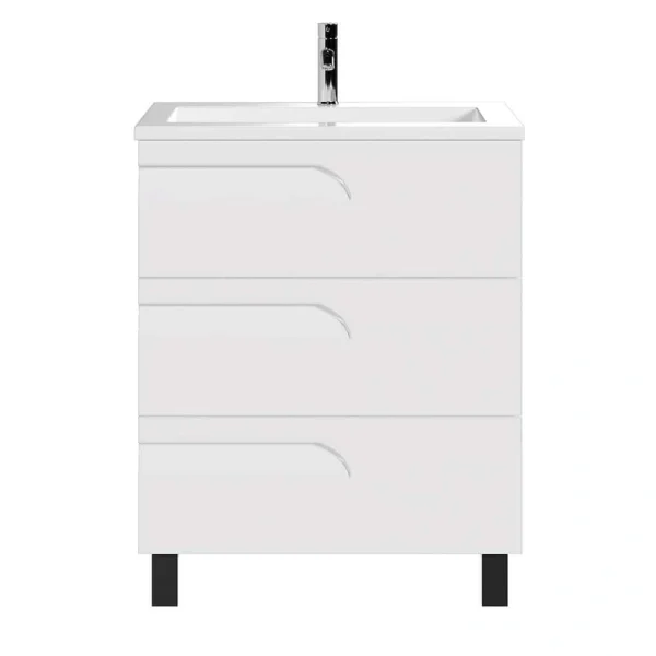 Eviva Joy 28 in. W x 18 in. D x 20.5 in. H Freestanding Single Sink Bath Vanity in White with White Porcelain Top