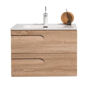 Eviva Joy 28 in. W x 18 in. D x 21 in. H Floating Bathroom Vanity in Maple with White Porcelain Top with White Sink