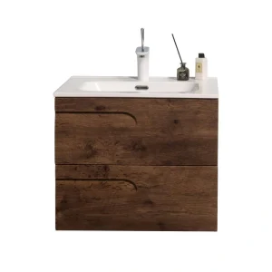 Eviva Joy 32 in. W x 18 in. D x 20.5 in. H Floating Bathroom Vanity in Rosewood with White Porcelain Top and Integrated Sink