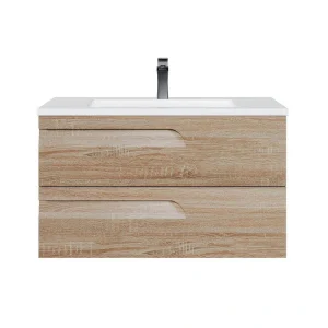 Eviva Joy 36 in. W x 18.25 in. D x 20.5 in. H Single Sink Floating Bath Vanity in Maple with White Porcelain Top