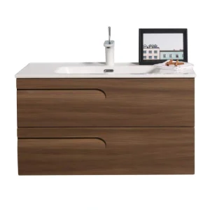 Eviva Joy 36 in. W x 18 in. D x 20.5 in. H Floating Bathroom Vanity in Graywood with White Porcelain Top with White Sink