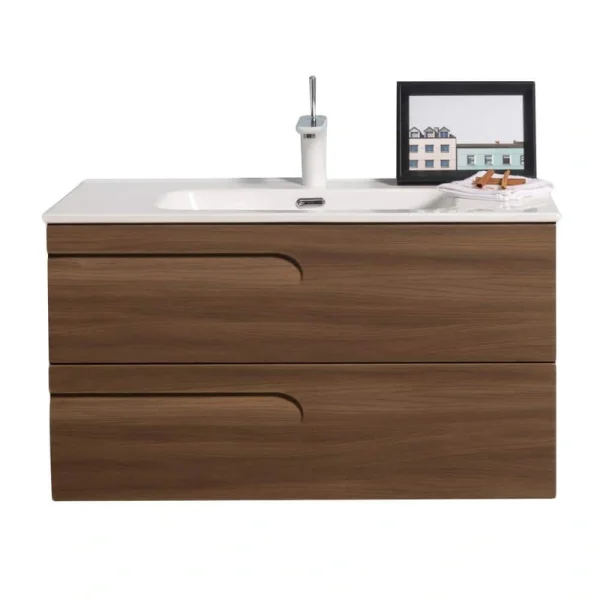 Eviva Joy 36 in. W x 18 in. D x 20.5 in. H Floating Bathroom Vanity in Graywood with White Porcelain Top with White Sink