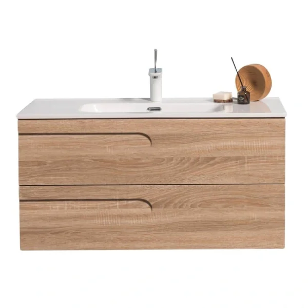 Eviva Joy 39 in. W x 18 in. D x 20.5 in. H Floating Bathroom Vanity in Maple with White Porcelain Top with White Sink