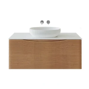 Eviva Leah 32 in. W Solid Wood Single Sink Floating Bath Vanity in Medium Oak with White Solid Surface Top