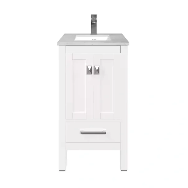 Eviva London 20 in. W x 18 in. D x 34 in. H Bathroom Vanity in White with White Carrara Marble Top with White Sink
