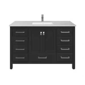 Eviva London 42 in. W x 18 in. D x 34 in. H Bathroom Vanity in Espresso with White Carrara Marble Top with White Sink