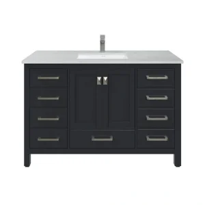 Eviva London 48 in. W x 18 in. D x 34 in. H Bathroom Vanity in Espresso with White Carrara Quartz Top with White Sink
