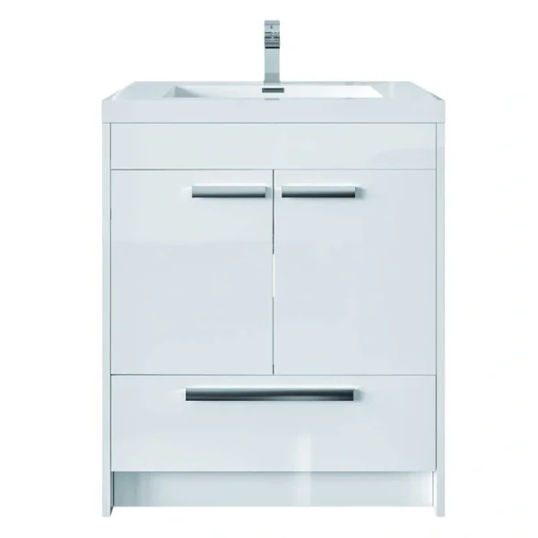 Eviva Lugano 24 in. W x 19 in. D x 36 in. H Single Bath Vanity in White Oak with White Acrylic Top with White Integrated Sink