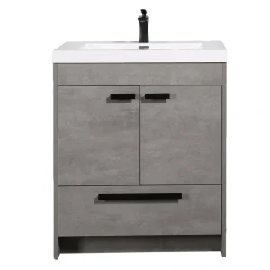 Eviva Lugano 30 in. W x 19 in. D x 36 in. H Single Bath Vanity in Cement Gray with White Acrylic Top and White Integrated Sink