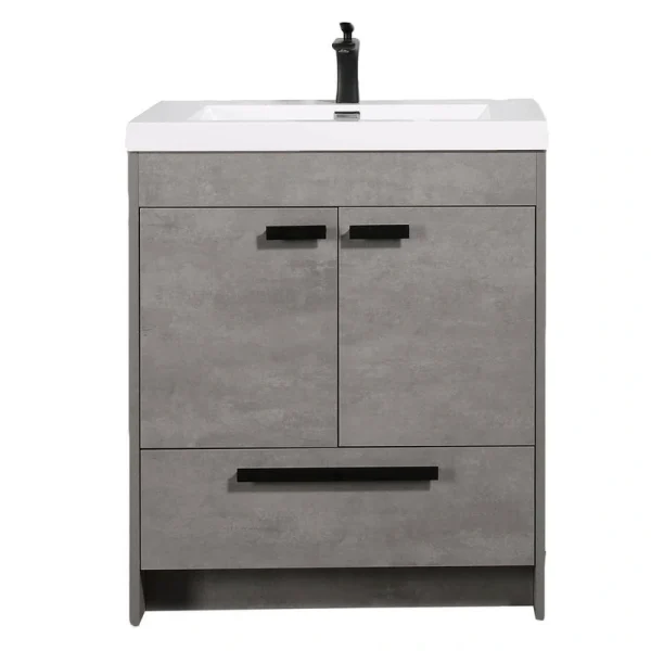 Eviva Lugano 30 in. W x 19 in. D x 36 in. H Single Bath Vanity in Cement Gray with White Acrylic Top and White Integrated Sink