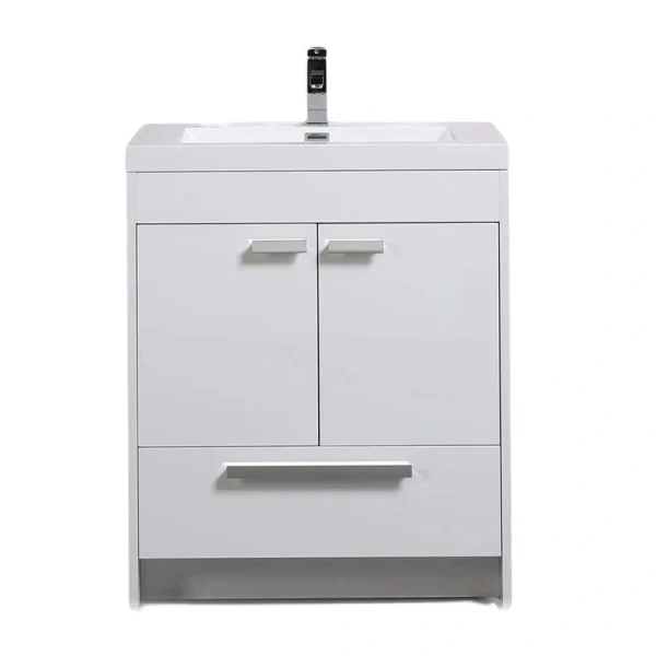 Eviva Lugano 30 in. W x 19 in. D x 36 in. H Single Bath Vanity in White with White Acrylic Top with White Integrated Sink