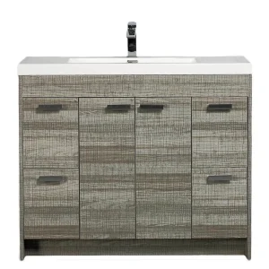 Eviva Lugano 42 in. W x 19 in. D x 36 in. H Single Bath Vanity in Ash with White Acrylic Top and White Integrated Sink
