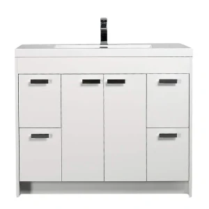 Eviva Lugano 42 in. W x 19 in. D x 36 in. H Single Bath Vanity in White with White Acrylic Top and White Integrated Sink