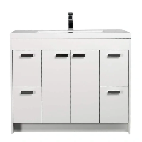 Eviva Lugano 42 in. W x 19 in. D x 36 in. H Single Bath Vanity in White with White Acrylic Top and White Integrated Sink