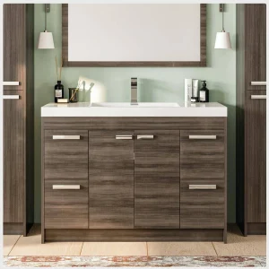 Eviva Lugano 48 in. W x 19 in. D x 36 in. H Single Bath Vanity in Gray Oak with White Acrylic Top and White Integrated Sink