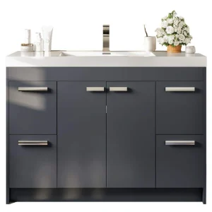 Eviva Lugano 48 in. W x 19 in. D x 36 in. H Single Bath Vanity in Gray with White Acrylic Top and White Integrated Sink