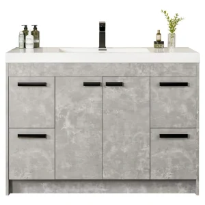 Eviva Lugano 48 in. W x 20 in. D x 36 in. H Single Bath Vanity in Cement Gray with White Acrylic Top and White Integrated Sink