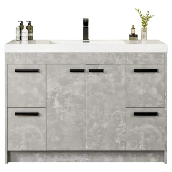Eviva Lugano 48 in. W x 20 in. D x 36 in. H Single Bath Vanity in Cement Gray with White Acrylic Top and White Integrated Sink