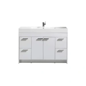 Eviva Lugano 48 in. W x 20 in. D x 36 in. H Single Bathroom Vanity in White with White Acrylic Top with White Integrated Sink