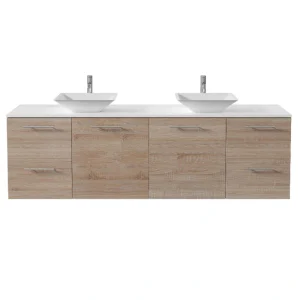 Eviva Luxy 72 in. W x 20 in. D x 23 in. H Floating Bath Vanity in White Oak with White Tempered Glass Top